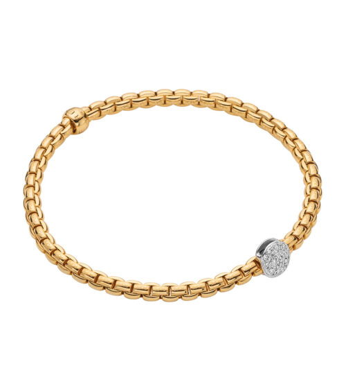 Eka Tiny Yellow Gold Round Diamond Station Bracelet