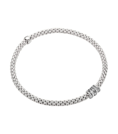 Prima White Gold Dew Drop Diamond Rondel Station Bracelet